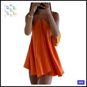 Halter Neck Backless Mini Dress Flowy Swing Y2K Chic Summer Vacation